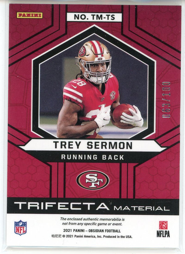 Trey Sermon 2021 Panini Obsidian Trifecta Material Rookie Card #TM-TS