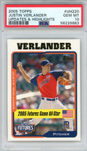 Justin Verlander 2005 Topps Rookie Card #UH220 (PSA)