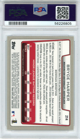 Bryce Harper 2012 Bowman Chrome Rookie Card #214 (PSA)