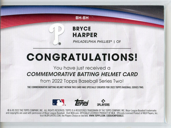 Bryce Harper 2022 Topps Series Two Commemorative Batting Helmet Card #BH-BH