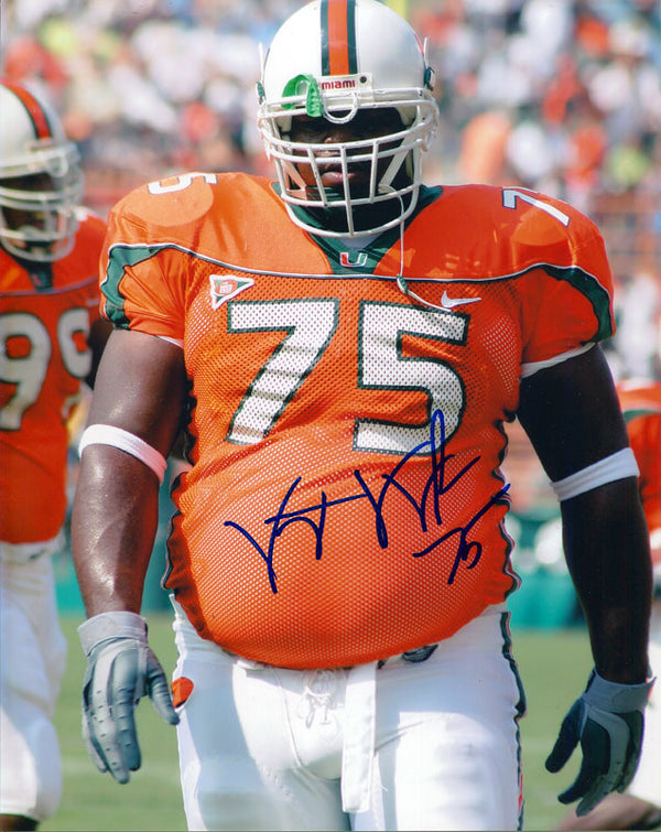 Vince Wilfork Autographed 8x10 Football Photo