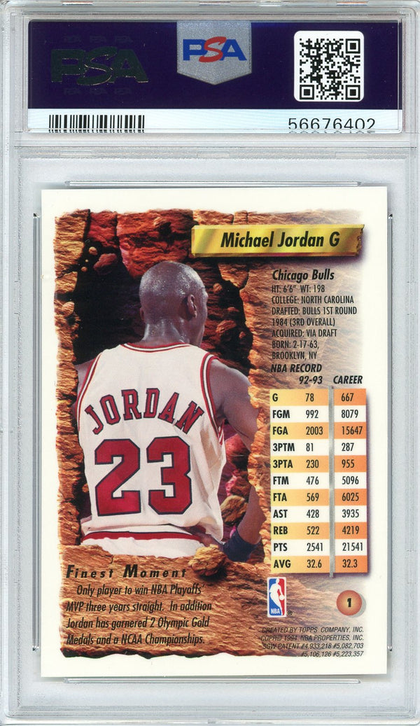 Michael Jordan 1993 Topps Finest Card #1 (PSA Mint 9)