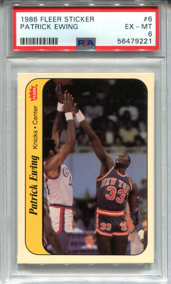 Patrick Ewing 1986 Fleer Sticker #6 PSA EX-MT Card