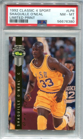 Shaquille O`Neal 1992 Classic 4 Sport  #LP8 PSA NM-MT 8 Card