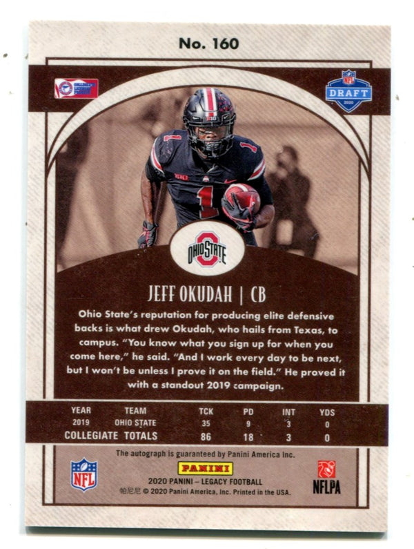 Jeff Okudah 2020 Panini Legacy #160 Autographed Card