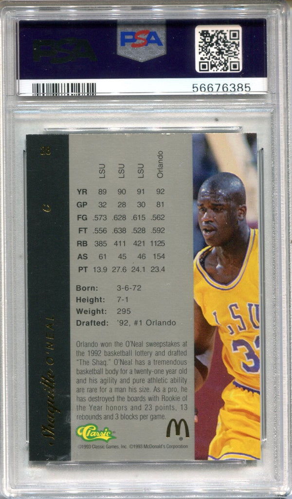 Shaquille O`Neal 1993 Classic 4 Sport #28 PSA NM-MT 8 Card