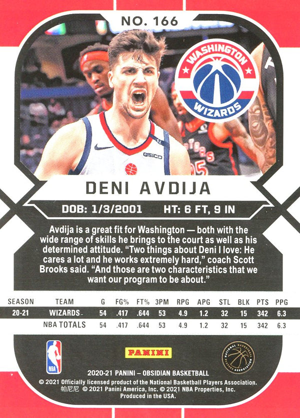 Deni Avdija 2020 Panini Obsidian Rookie Card