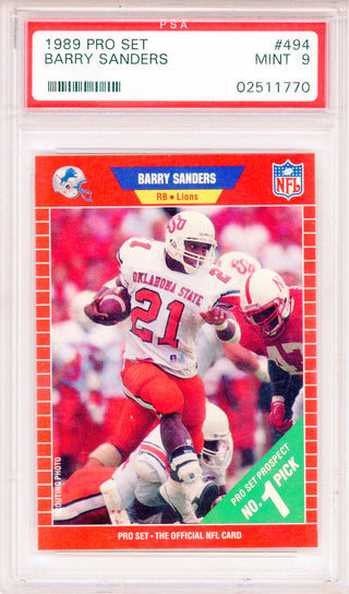 Barry Sanders 1989 Pro Set Card #494 (PSA Mint 9)