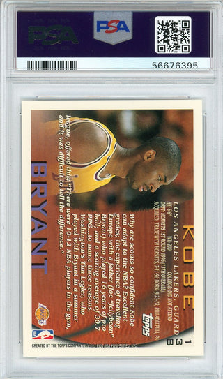 Kobe Bryant 1996 Topps Rookie Card #138 (PSA Mint 9)