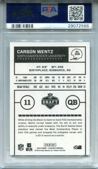 Carson Wentz 2016 Panini Classics Rookie Card (PSA)