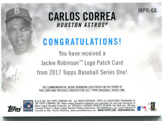 Carlos Correa Topps 2017 Jackie Robinson 70th Anniversary Commemorative Patch #JRPC-CC