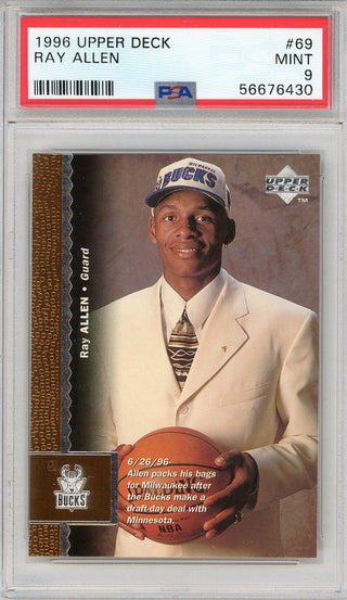 Ray Allen 1996 Upper Deck Rookie Card #69 (PSA Mint 9)