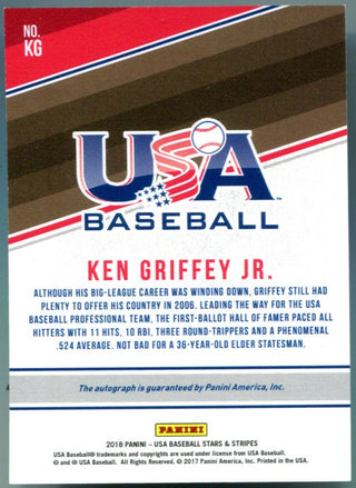 Ken Griffey jr. 2018 Panini USA Baseball Stars & Stripes Auto /10