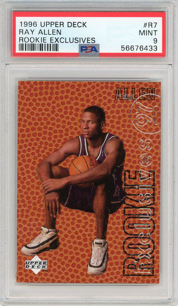 Ray Allen 1996 Upper Deck Rookie Exclusives Card #R7 (PSA Mint 9)