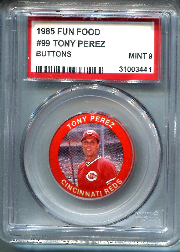 Tony Perez 1985 Fun Food Buttons (PSA)