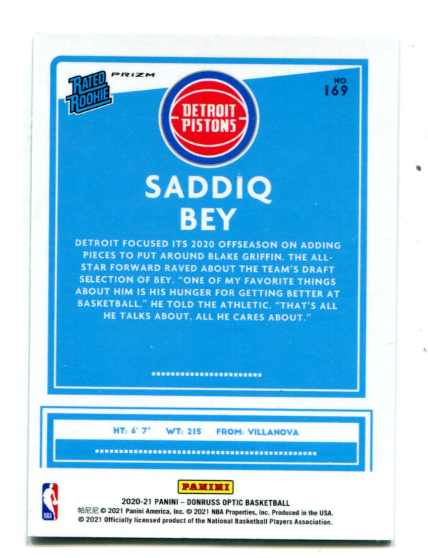 Saddiq Bey 2020 Panini Donruss Optic Rated Rookie #169 RC