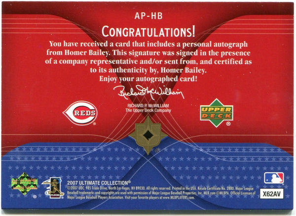 Homer Baily 2007 Upper Deck America's Pastime Autograph #AP-HB