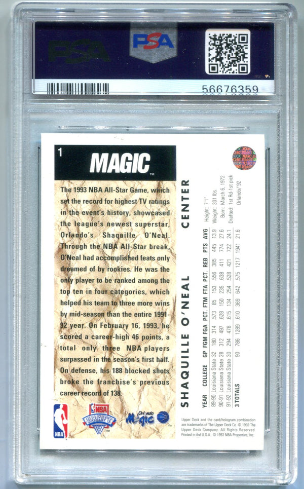 Shaquille O`Neal 1992 Upper Deck #1 PSA 7 Card