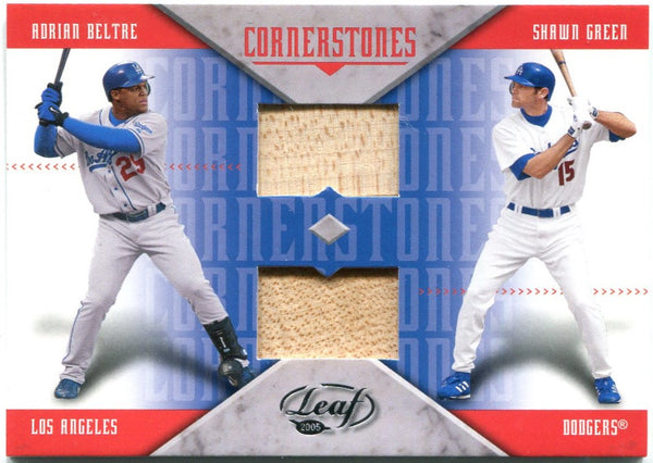 Adrian Beltre Shawn Green Leaf Cornerstones Duel Bat Card