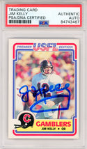 Jim Kelly Autographed 1984 Topps USFL Rookie Card #36 (PSA Auto)