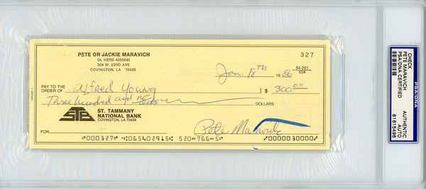 Pete Maravich Autographed Check (PSA)