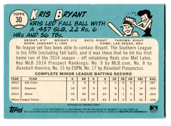 Kris Bryant 2014 Topps Heritage Rookie Card