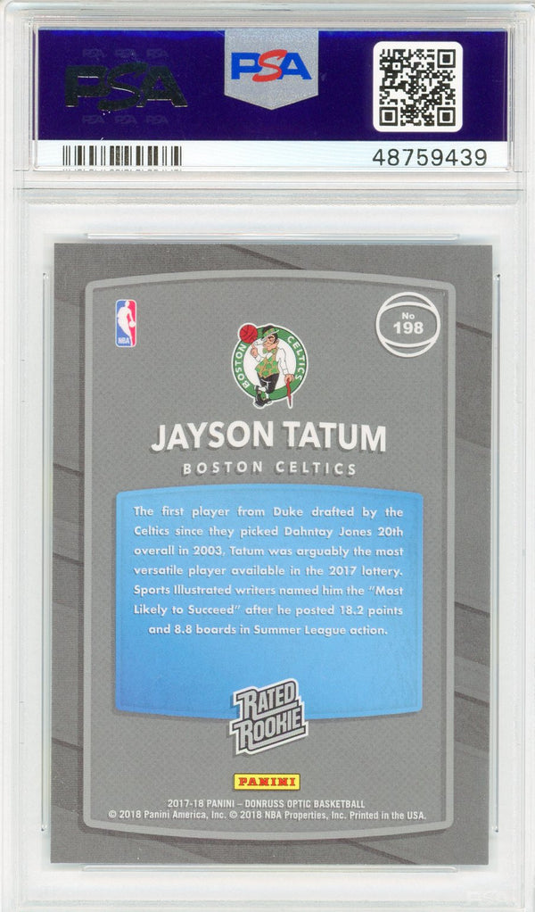 Jayson Tatum 2017 Panini Donruss Optic Red/Yellow Prizm Rookie Card #198 (PSA Gem Mint 10)