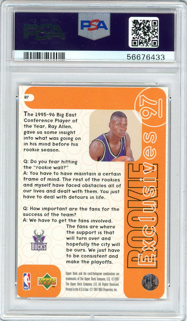 Ray Allen 1996 Upper Deck Rookie Exclusives Card #R7 (PSA Mint 9)