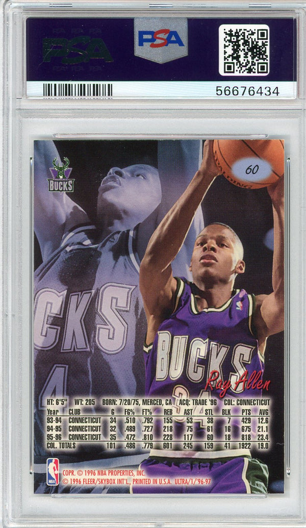 Ray Allen 1996 Fleer Ultra Rookie Card #60 (PSA Mint 9)