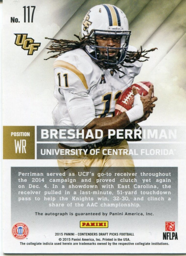 Breshad Perriman Autographed 2015 Panini Contenders Draft Picks Rookie Card