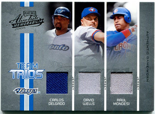 Panini Playoff Absolute Memorabilia Team Trios Carlos Delgado David Wells Raul Mondesi Triple Jersey Card 093/150 #TT-58