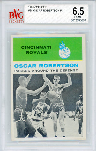 Oscar Robertson 1961-62 Fleer Rookie Card #61 (Beckett EX MT+ 6.5)