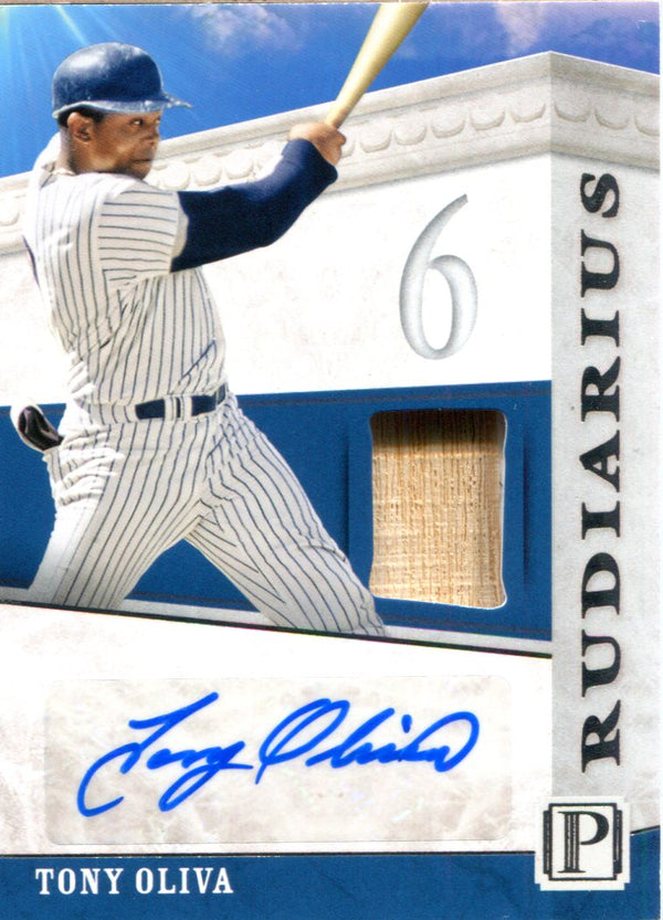 Tony Oliva Autographed 2016 Panini Pantheon Rudiarius Bat Card