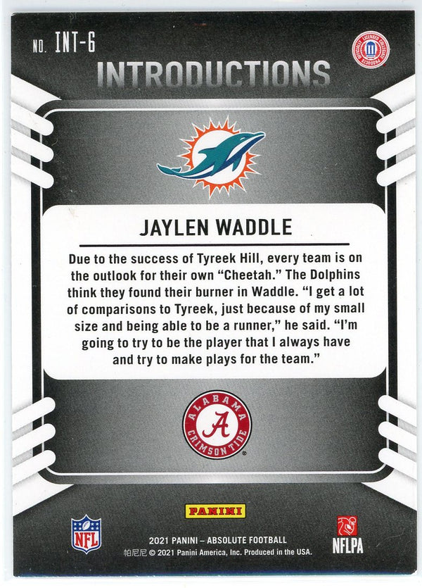 Jaylen Waddle 2021 Panini Absolute Introductions Rookie Card #INT-6