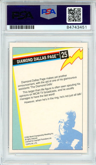 Diamond Dallas Page "HOF 2017, Bang" Autographed 1992 Topps UK Card #25  (PSA Auto)