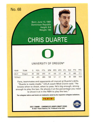 Chris Duarte 2021 Panini NBA Hoops Chronicles Hoops Draft Picks #68 RC /149