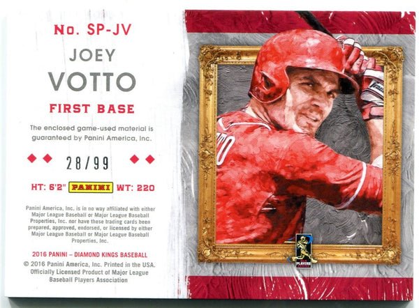 Joey Votto Panini Diamond Kings Studio Portraits 2016 28/99 Game Used Jersey and Bat Card #SP-JV