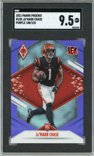 Ja'Marr Chase 2021 Panini Phoenix Purple Parallel Rookie Card #105 (SGC 9.5)