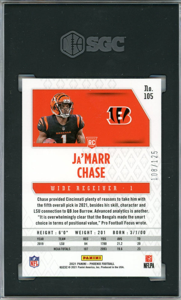 Ja'Marr Chase 2021 Panini Phoenix Purple Parallel Rookie Card #105 (SGC 9.5)