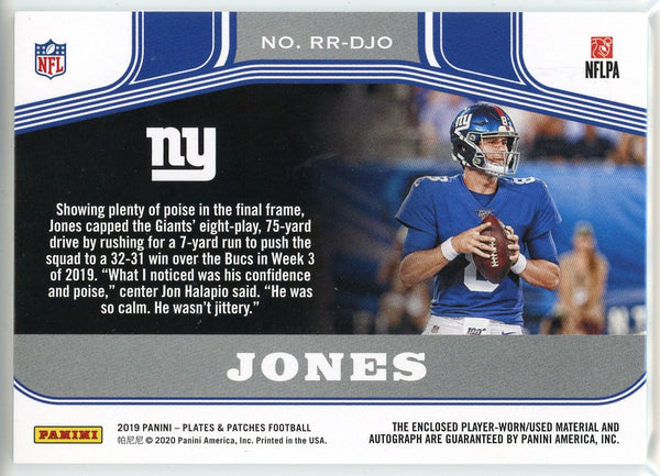 Daniel Jones Autographed 2019 Panini Plates & Patches Rookie Reflections Patch Card #RR-DJO