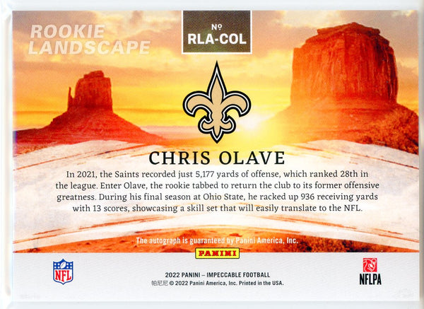 Chris Olave Autographed 2022 Panini Impeccable Rookie Landscape Card #RLA-COL