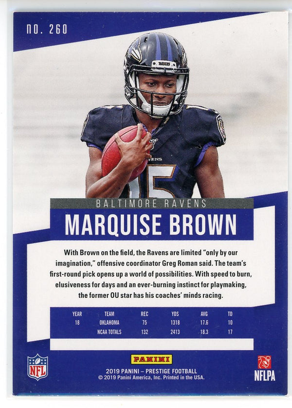 Marquise Brown 2019 Panini Prestige Rookie Card #260