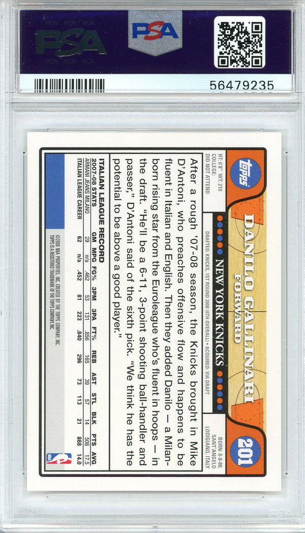 Danilo Gallinari 2008 Topps Rookie Card #201 (PSA)