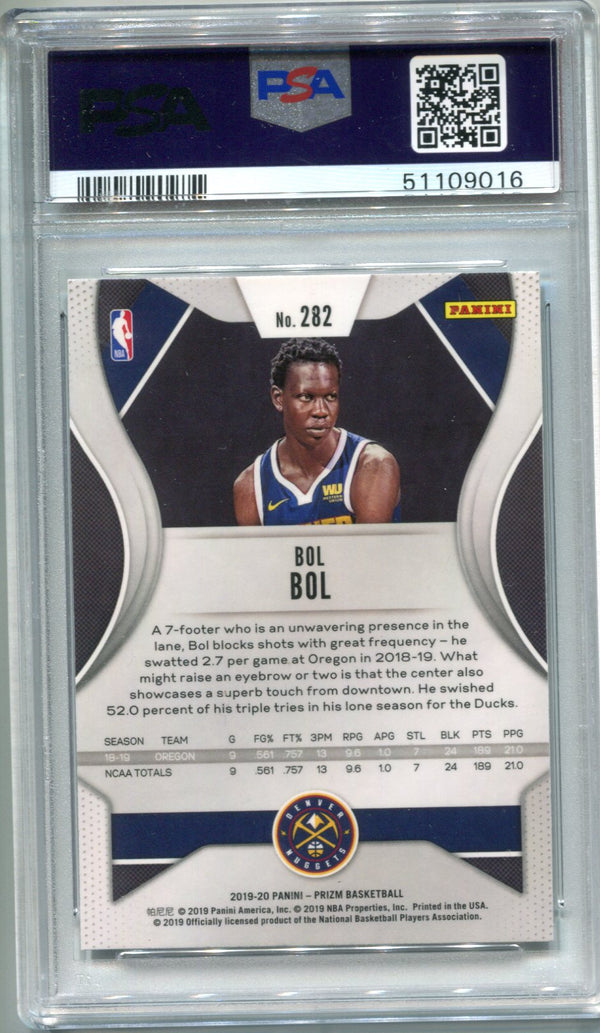 Bol Bol 2019 Panini Prizm #282 (PSA GEM MT 10) Card