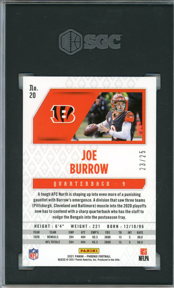 Joe Burrow 2021 Panini Phoenix Parallel Rookie Card #20 (SGC 9.5)