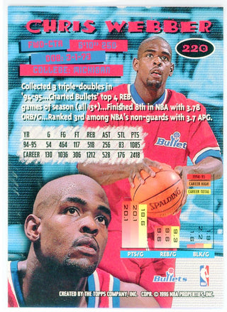 Chris Webber 1996 Topps Stadium Club Members Only Card #220