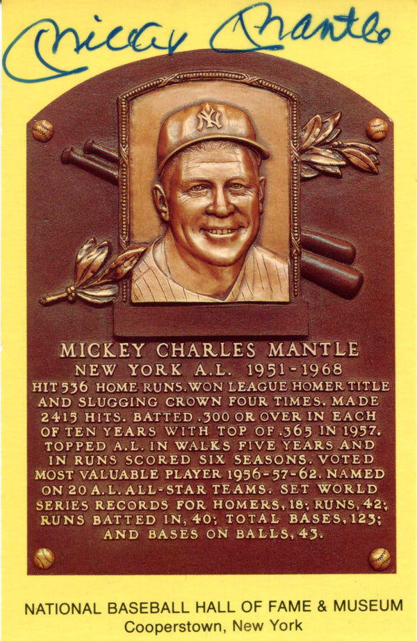 Mickey Mantle Autographed Hall of Fame Plaque (JSA)