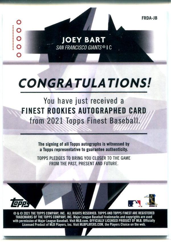 Joey Bart Autographed 2021 Topps Finest Rookie Card