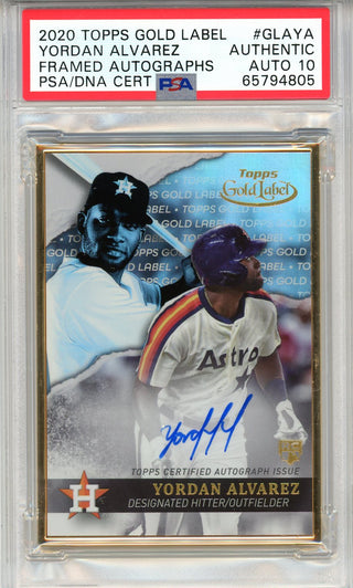 Yordan Alvarez Autographed 2020 Topps Gold Label Framed Card #GLAYA (PSA Auto 10)