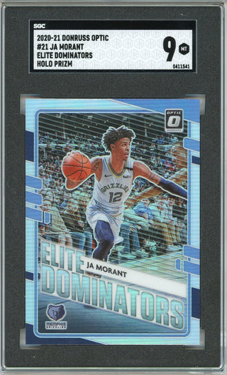 Ja Morant 2020-21 Panini Donruss Optic Elite Dominators Holo Prizm #21 Card (SGC 9)